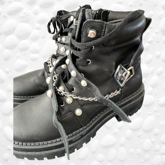 Design Lab Pearl/Chain Boots Size 8 NWT original box - Picture 6 of 13